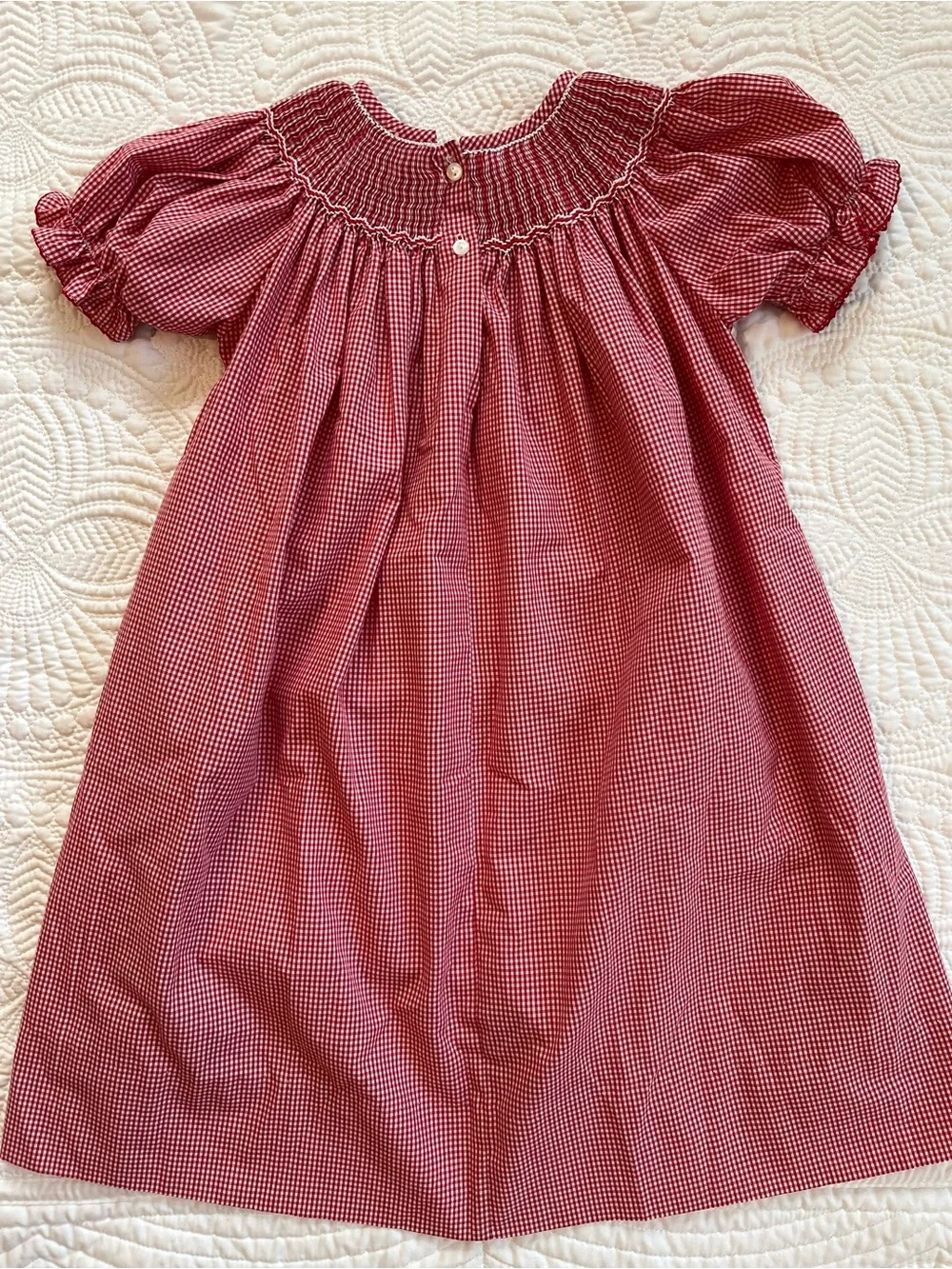 Red Gingham Alabama Smocked Dress